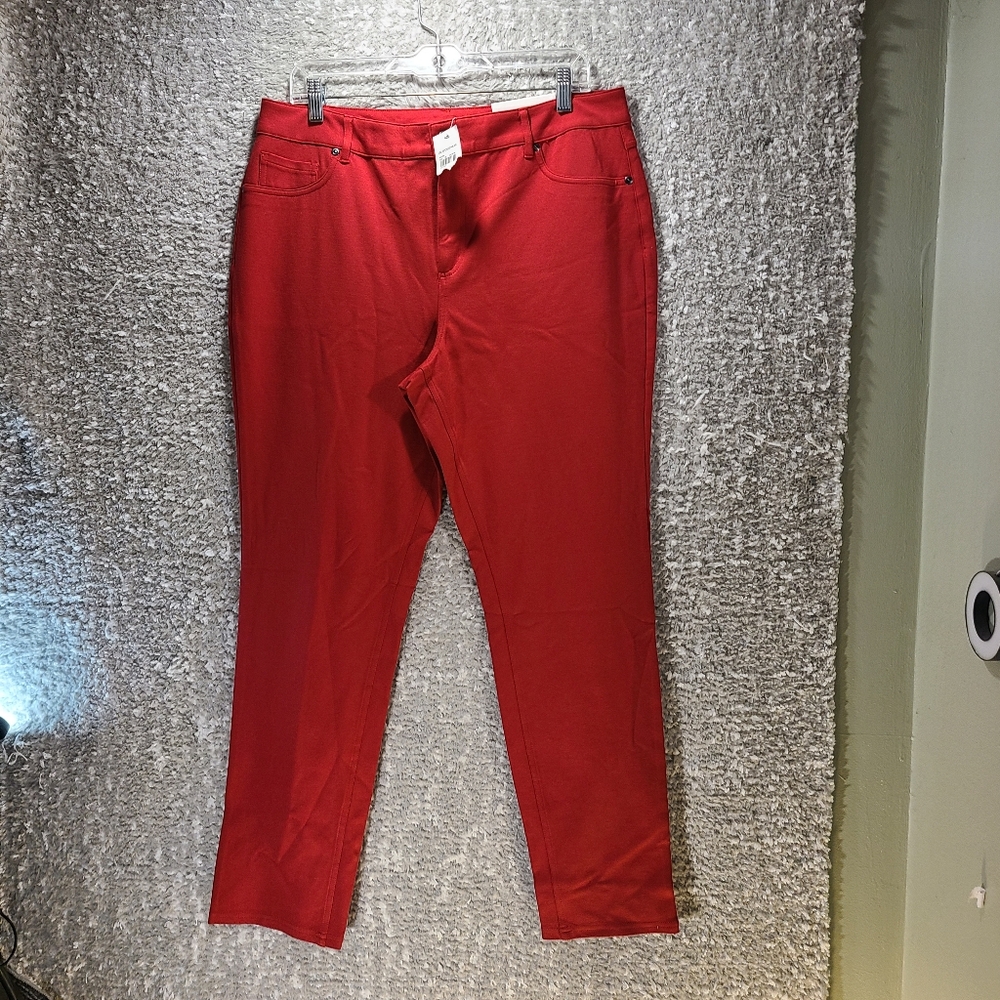 C EST. 1946 Contemporary Pants Skinny Jeans Red Plus Size 16 Rayon Nylon NWT